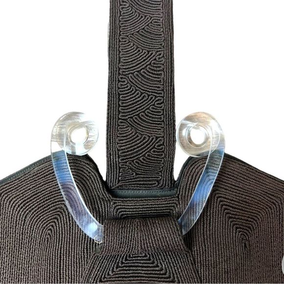 Vintage 1940s Chocolate Brown Corde Purse With Lucite Evening Bag Wristlet Luxor - Picture 2 of 9